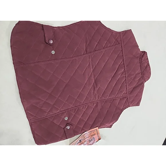 Outback Trading CO. Women's Microsuede Quilted Equestrian Vest,szM,maroon,NWT